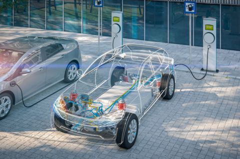 generic electric car with battery visible